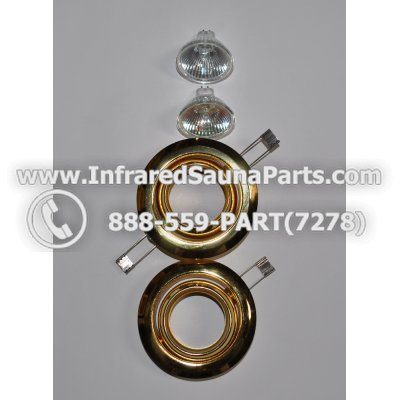 COMPLETE LIGHT ASSEMBLY 220V / 240V - COMPLETE LIGHT ASSEMBLY 2 HOUSING IN GOLD FINISH WITH 2 BULBS 220V / 240V 1